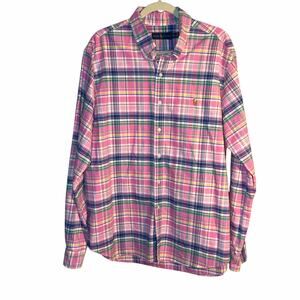 Men’s Polo Ralph Lauren Pink Plaid Button Down Shirt XXL Cotton Preppy Logo